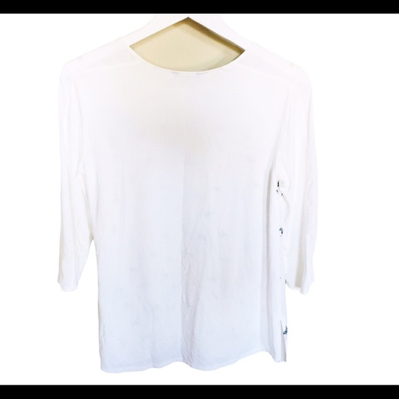 RW&CO Dog Print Semi Sheer Blouse Ivory White Size Small - Picture 9 of 10